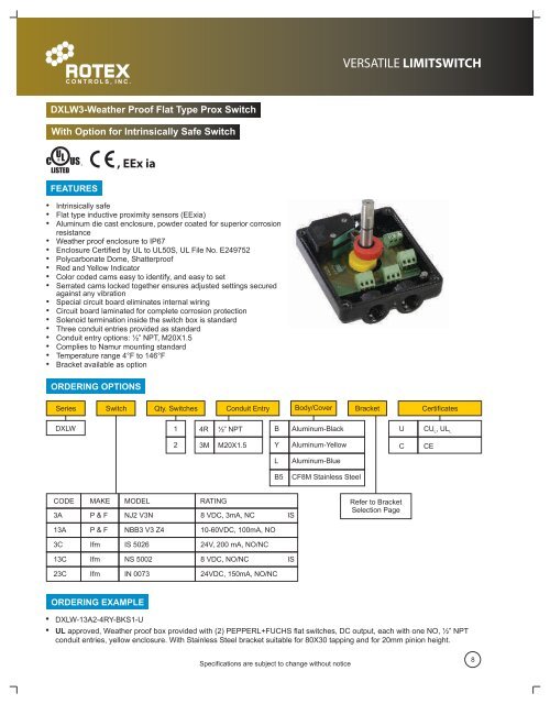 Rotex COMPLETE Limit Switch Catalog 2013.pdf - Rotex Infinity ...