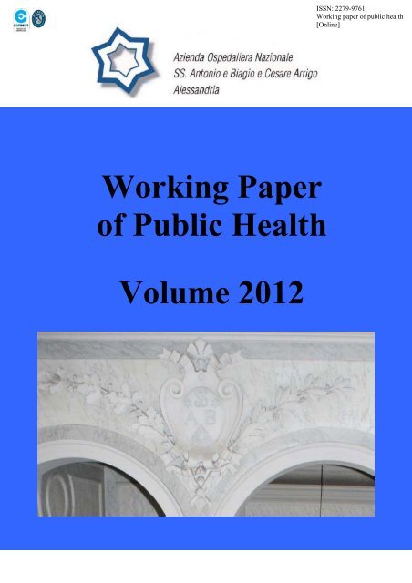 Working Paper of Public Health Volume 2012 - Azienda Ospedaliera ...