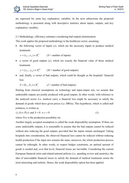 Working Paper of Public Health Volume 2012 - Azienda Ospedaliera ...