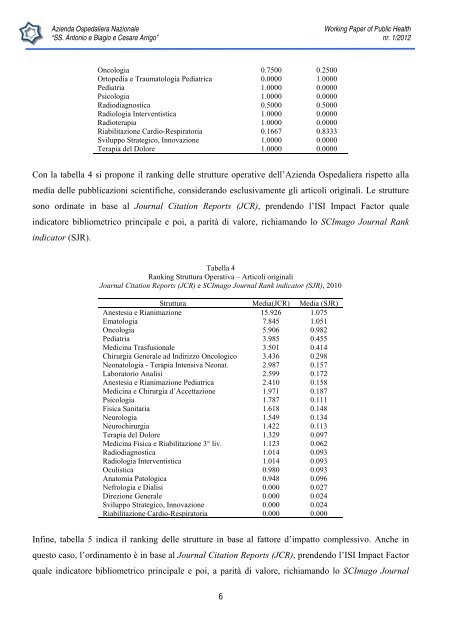 Working Paper of Public Health Volume 2012 - Azienda Ospedaliera ...