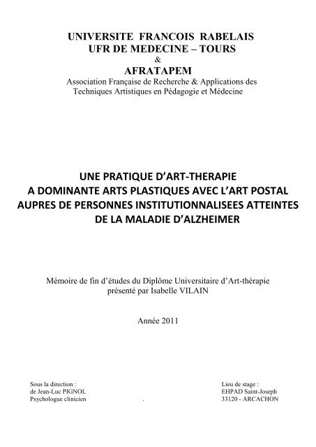 Une Pratique Dart Therapie A Dominante Arts Plastiques Avec - 