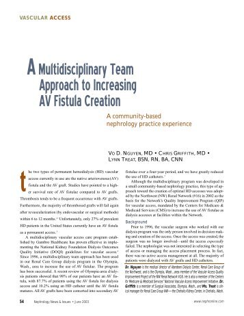 A Multidisciplinary Team Approach to Increasing AV Fistula Creation