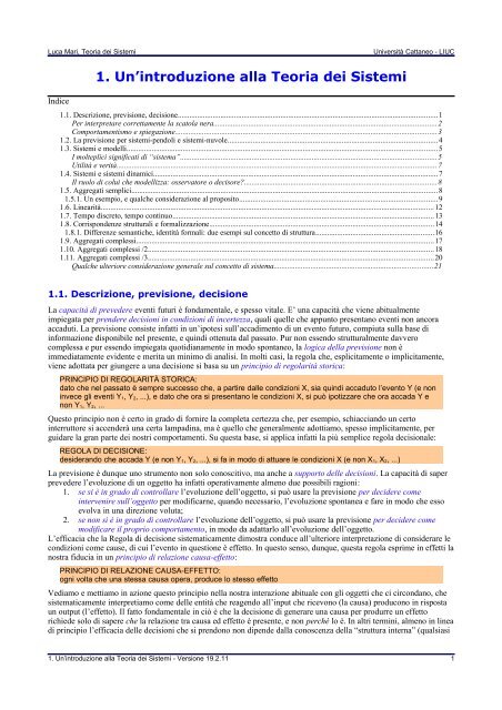 Un'introduzione alla Teoria dei Sistemi - Università Carlo Cattaneo