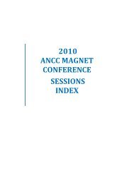 2010 ANCC MAGNET CONFERENCE SESSIONS INDEX