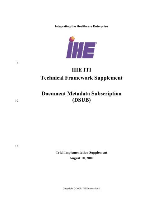 Document Metadata Subscription - IHE
