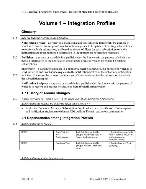 Document Metadata Subscription - IHE