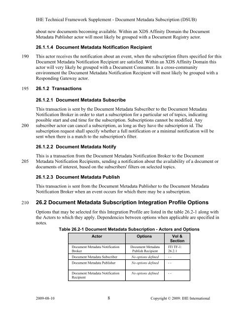 Document Metadata Subscription - IHE