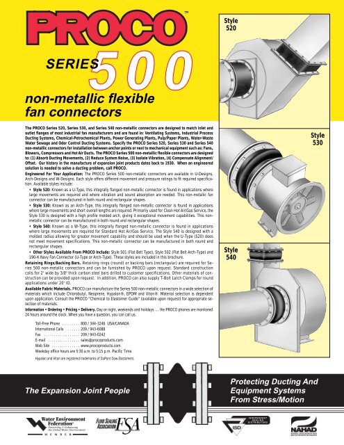 500 non-metallic flexible fan/duct connectors SERIES