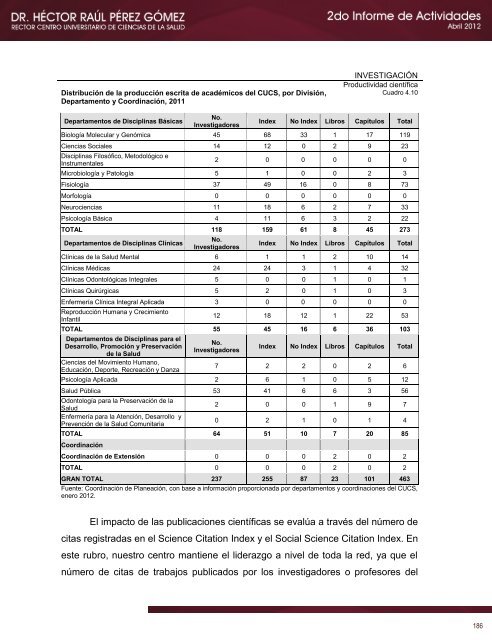 2011-2012 - Centro Universitario de Ciencias de la Salud ...