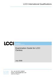 LCCI International Qualifications Examination Guide for LCCI Centres