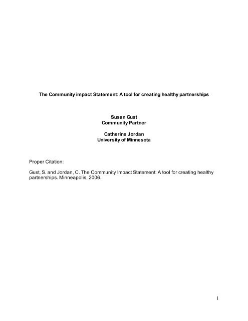 1 The Community impact Statement: A tool for ... - Campus Compact