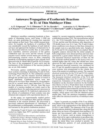 Autowave Propagation of Exothermic Reactions in Ti–Al Thin ...