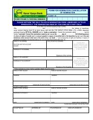 FORM FOR NOMINATION /CANCELLATION OF ... - Karur Vysya Bank