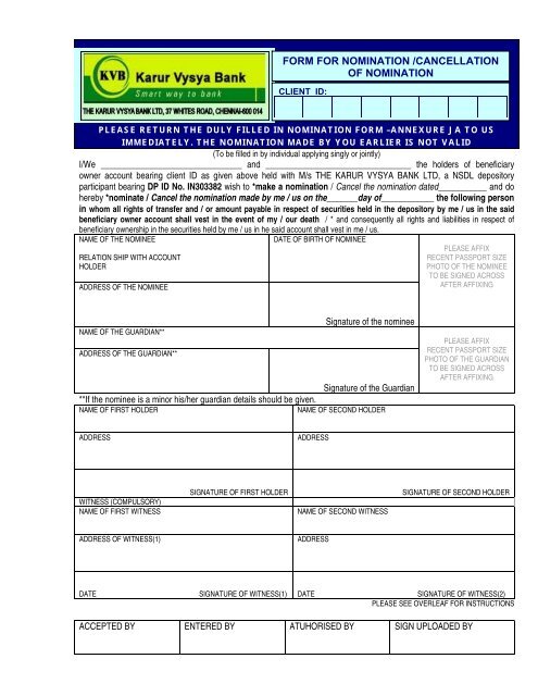 nomination registration form axis bank nomination registration form axis bank