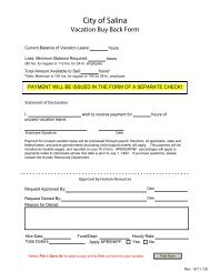 Vacation Buy Back Form - City of Salina, Kansas