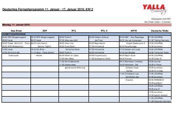 TV Programm 11 Januar bis 17 Januar 2010 - Yalla Emirates