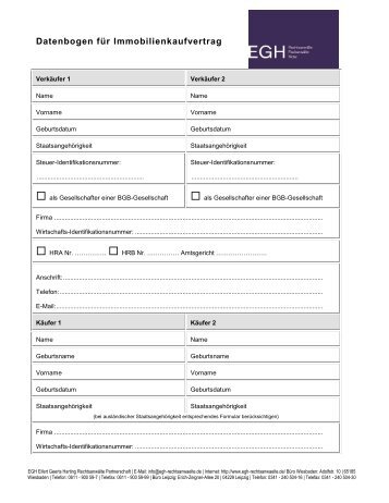 Datenbogen für Immobilienkaufvertrag - Eifert-geerts.de
