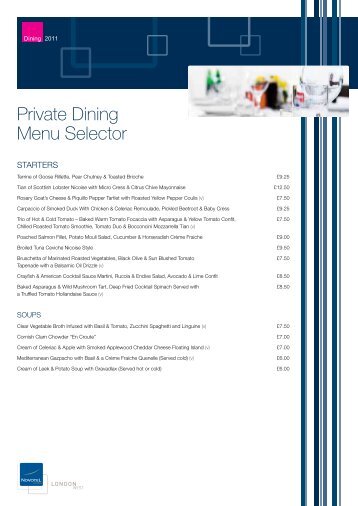 Private Dining Menu Selector - Novotel London West