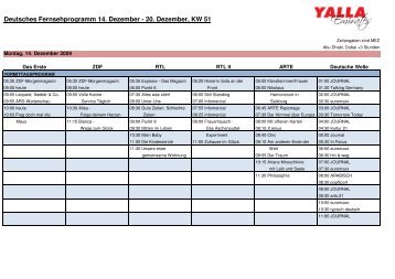 TV Programm 14 Dezember bis 20 Dezember 2009 - Yalla Emirates