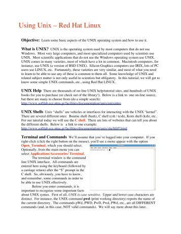 Using Unix â Red Hat Linux
