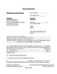 Sample (Maintenance) Irrevocable Letter of Credit - Lake County