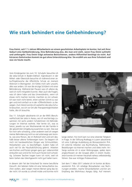 zekazin 2/2012 - zeka, Zentren körperbehinderte Aargau