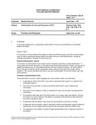 Authorization for Use and Disclosure of PHI - Facey Medical Group