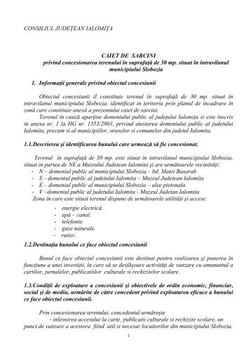 CONSILIUL JUDEŢEAN IALOMIŢA CAIET DE SARCINI privind ...