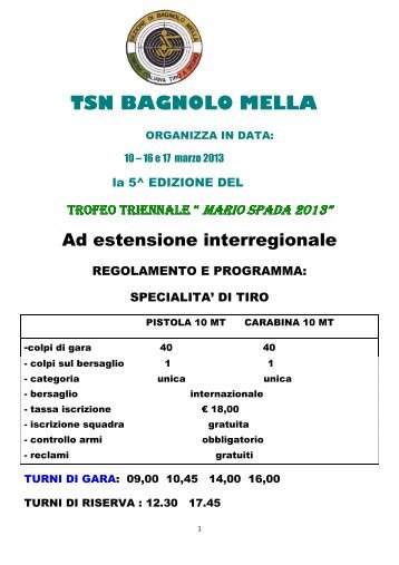 TSN Bagnolo Mella "trofeo Mario Spada" 10 16/17 - Savona TSN