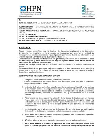 Higiene Hospitalaria 2004 - Gobierno de la Provincia de NeuquÃ©n