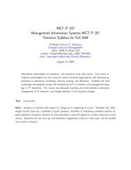 MGT/P 207 Management Information Systems MGT/P 207 Tentative