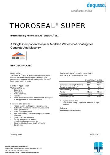 THOROSEALÂ® SUPER - Arcon Supplies