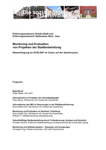 Monitoring und Evaluation von Projekten der Stadtentwicklung