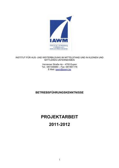 Projektarbeit Unternehmensgründung - ZAWM