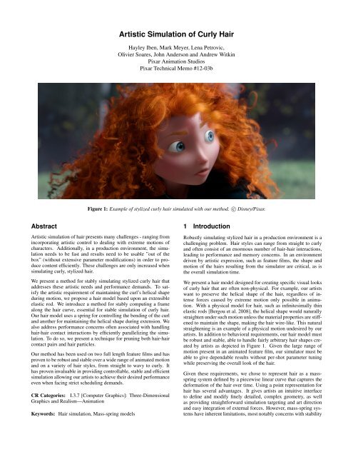 Artistic Simulation of Curly Hair - Pixar Graphics Technologies