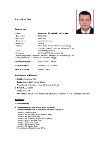 Curriculum Vitae Mohamed Ahmed el sheikh Saad - Jerosch.de