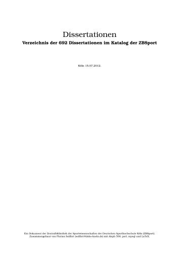 Dissertationen - Zentralbibliothek der Sportwissenschaften