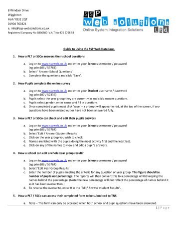 Guidance Sheet (purchased) - SSP Web Solutions