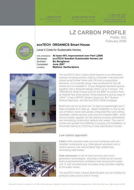 ecoTECH ORGANICS Smart House - Zero Carbon Hub