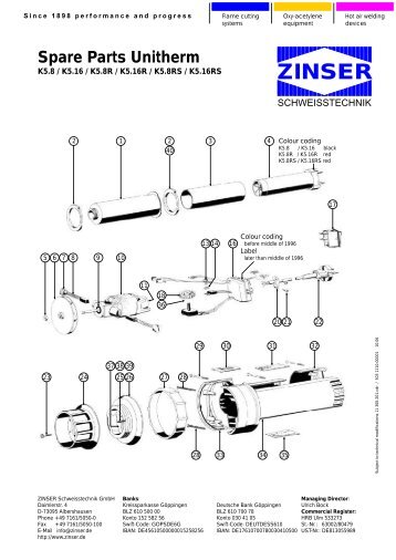 Spare Parts Unitherm - Zinser Schweisstechnik GmbH