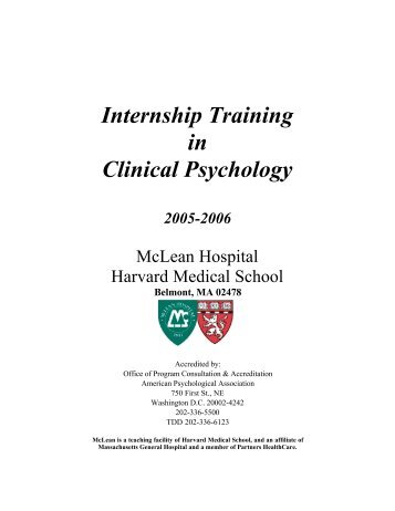 Internship Training in Clinical Psychology - McLean Hospital ...