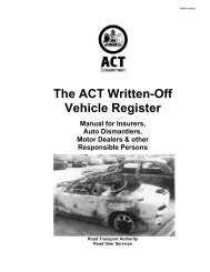 Written Off Vehicle Register Manual - Rego ACT - ACT Government