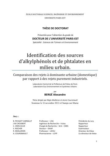 Identification des sources d'alkylphÃ©nols et de phtalates en ... - LEESU