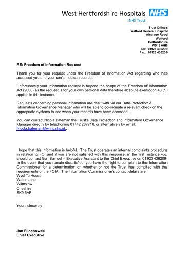 Subject Access Request (personal information) - West Hertfordshire ...