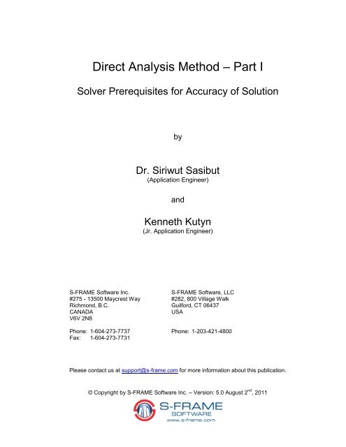 Direct Analysis Method â Part I - S-FRAME SOFTWARE