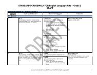 STANDARDS CROSSWALK FOR English Language Arts – Grade 3