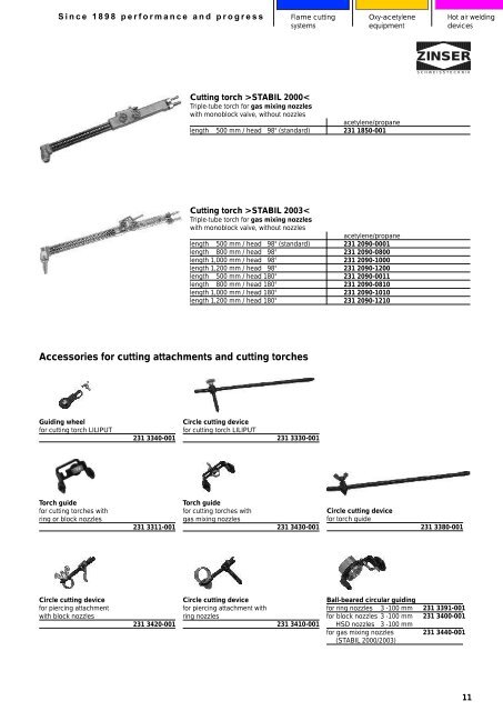 Oxy-acetylene equipment - Zinser Schweisstechnik GmbH