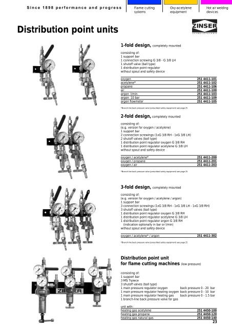 Oxy-acetylene equipment - Zinser Schweisstechnik GmbH