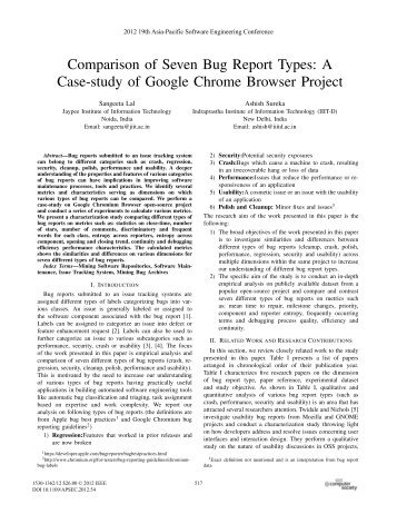 Comparison of Seven Bug Report Types: A Case-Study of ... - IIIT