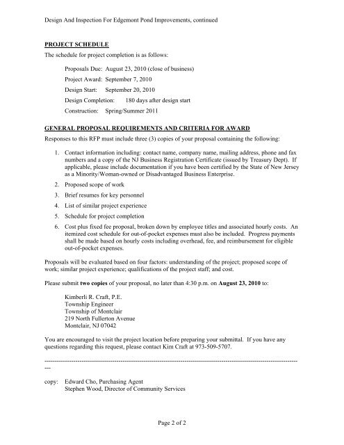 request for proposal for professional services design and inspection ...